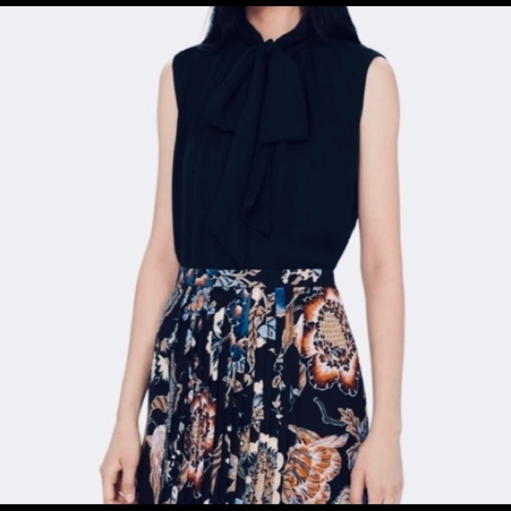 🆕TORY BURCH SLEEVELESS BOW BLOUSE SIZE 12 - Picture 1 of 14